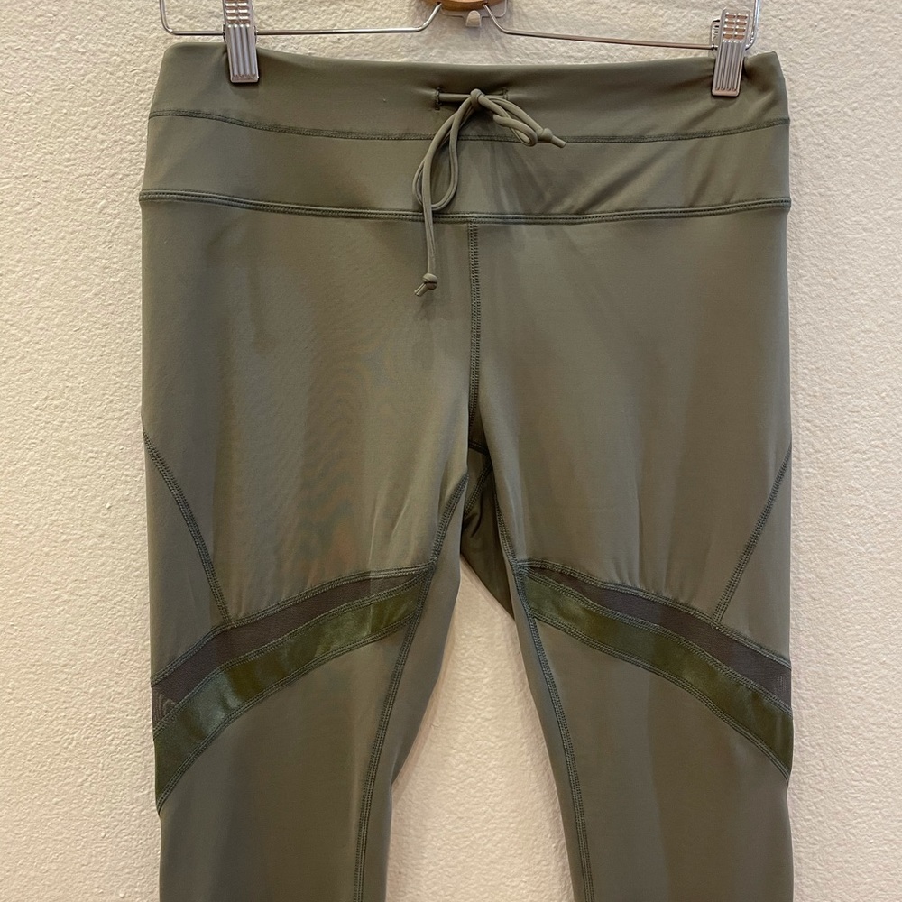 FREE PEOPLE MOVEMENT olive green mesh satin tights - Picture 3 of 11